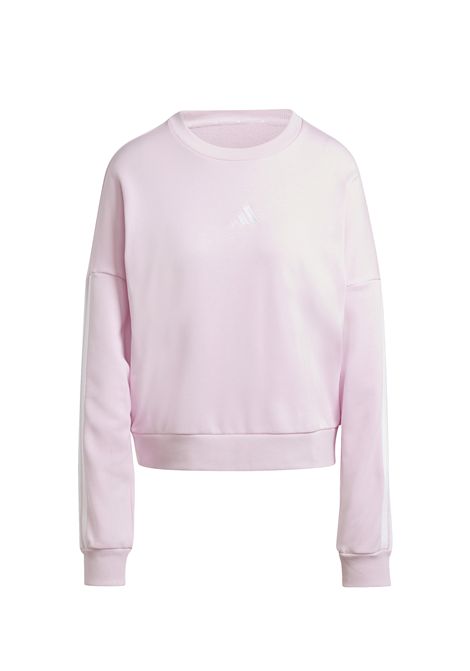 Felpa Adidas Essentials 3 Stripes French Terry Girocollo Rosa Bianco Donna ADIDAS CORE | Felpe | JD5294-